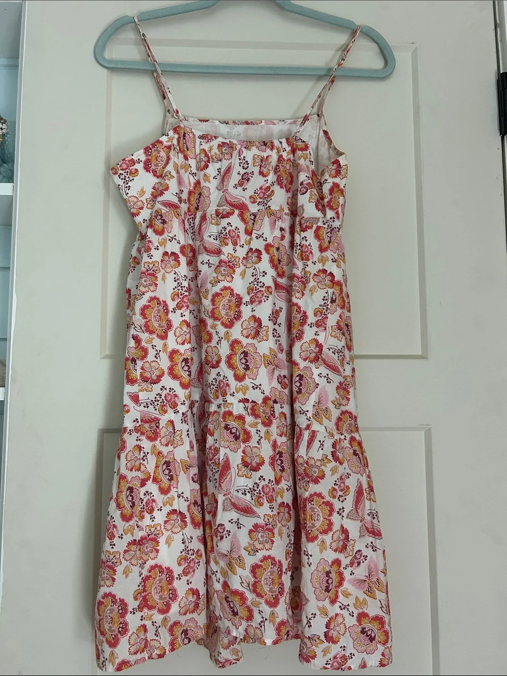 LOFT White Sundress with Pink & Yellow Floral Print